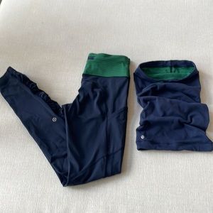 Lululemon leggings and neck gator set size 4